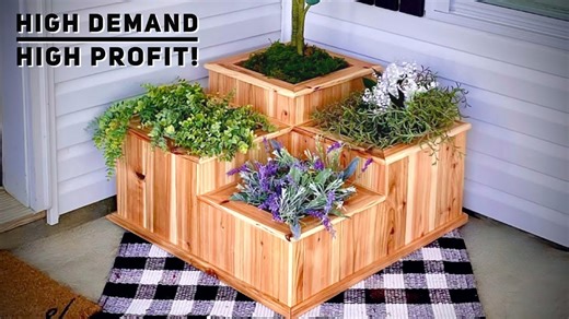 Multi-tiered picket planter - low-cost high profit - make money woodworking