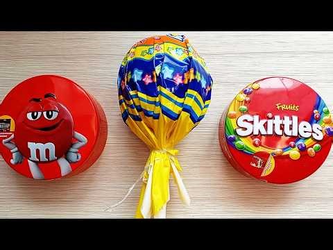 Candy Containers with Rainbow Skittles and Chocolate M&M'S ASMR