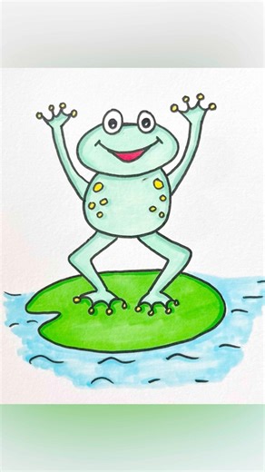 Funny dancing frog easy drawing for kids #simple #stepbystep #animals #artforkids #diy #kidsvideo