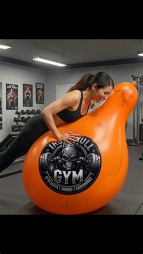 Gadis Berolahraga dengan Menggunakan Balon