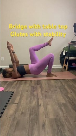 Pilates bridge Variation with tabletop stabilization