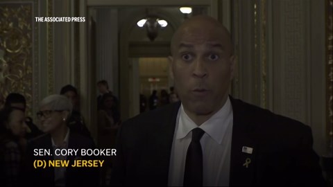 Sen. Cory Booker talks after history-making Senate floor speech