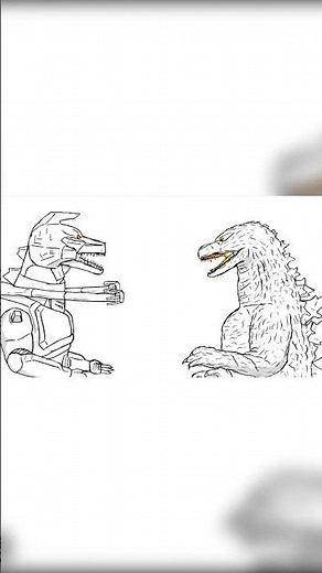 Timelapse drawing of Godzilla VS MechaGodzilla #drawing #art
