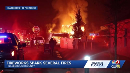 Fireworks cause house fire in Hillsborough County, displacing family on New Year's