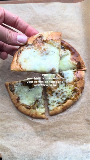 3 ingredient za’atar flatbread coming right up 🍕 - 1 pita - 1 packet LAV Za’atar dressing - cheese of choice (normally I’d do feta but using what we had on hand!) Air fry for 10 min at 400 🤌🏻 #pizza #armenianpizza #zaatar #easyrecipes