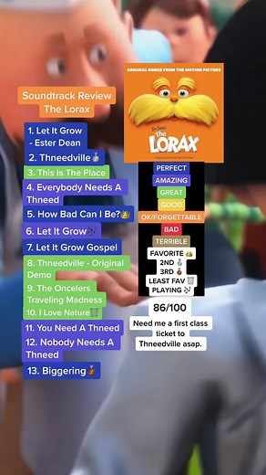 The Lorax soundtrack #thelorax #soundtrack #letitgrow #foryou #fyp #loraxkid #xyzbca #soundtrack #review #illuminationentertainment