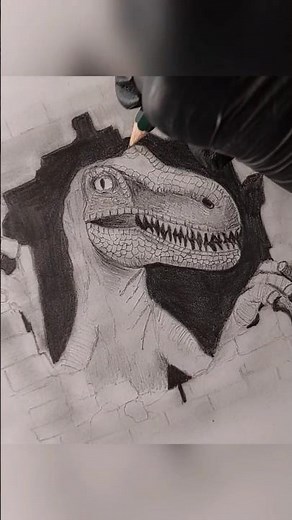 Drawing a Velociraptor with Pencil – Jurassic Drawing Short #drawing #art #short #dinosaur