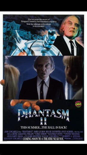 Phantasm II (1988) — The Ball Came Back | Bigger Budget, Bigger Nightmare Phantasm II arrived on home video #OnThisDay in 1989, following its July 8, 1988 theatrical release, and marked a bold new chapter for Don Coscarelli’s singular horror saga. Backed by Universal, Coscarelli returned with a bigger budget, wider scope, and louder grindhouse energy, reuniting Reggie Bannister and the legendary Angus Scrimm as the Tall Man. In a controversial studio move, James LeGros stepped in for A. Michael 