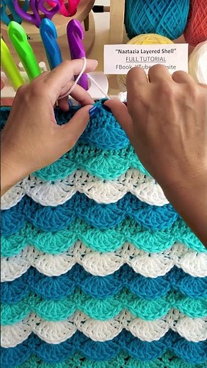 How to Crochet Ocean Waves Layered Shell Stitch #shorts
