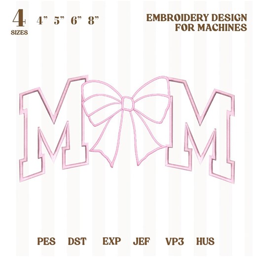 Coquette Mama Applique Embroidery Design, Mother's Day Embroidery File, Ribbon Mama, Mother's Day Gifts, Coquette Mom Embroidery Designs - Etsy