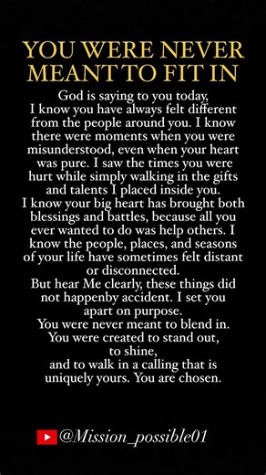You were never meant to fit in. God set you apart on purpose. You were created to stand out #faith