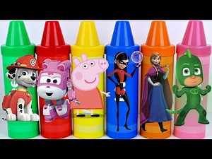 LEARN COLORS CRAYONS PAW PATROL PEPPA PIG PJ MASKS SUPER WINGS TOYS SURPRISES CANAL KIDSTOYSHOW