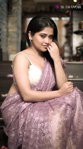 High Fashion Saree Shoot | Lavender Lace & Ivory Chic | Trending Indian Style 2025