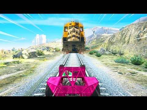 VUELCA COCHES vs TREN en GTA 5!! 😱🚆 INVICTOR vs LOS COMPAS (Cara a cara)
