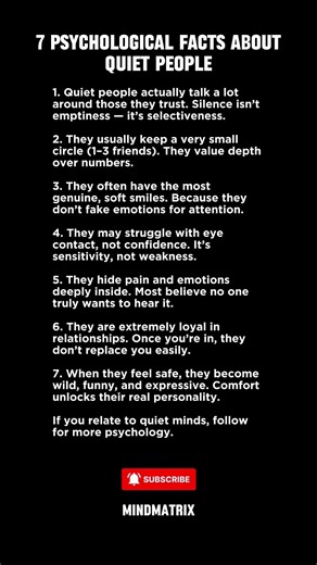 7 Psychological Facts About Quiet People...