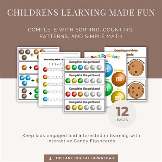 Cahier d'exercices interactifs Candy Math | Flashcards - Etsy France