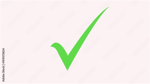 Tick mark icon animation on isolated white background. Check mark animation icon 4k. Approved tick mark icon animation. green Tick Mark Animation Motion Graphics. 3D check mark icon, approved sign,