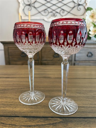 2 - Waterford Ruby Hock Wine Glasses by Waterford Crystal - Etsy