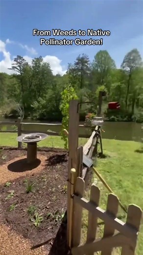 Luckily it was only a light rain before this native pollinator garden transformation that happened