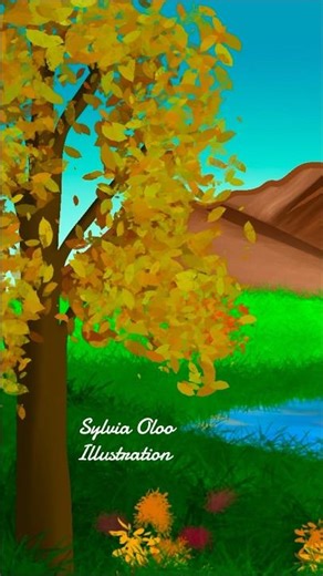 Landscaping Digital Painting Autumn Background Illustration Creation On Procreate