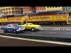 Slot Cars & Chessie Train Layout: BelAir vs El Camino Model Motoring