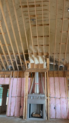 This is a hybrid insulation job with spray foam on all exterior walls...