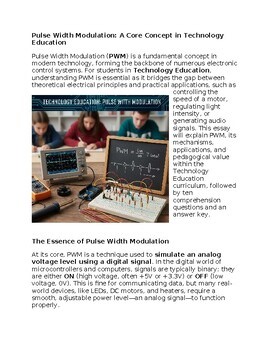 Pulse Width Modulation Technology Education - Reading Passage and x 10 Questions