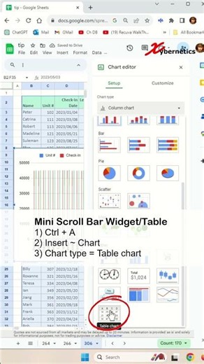 Mini Scroll Bar Widget in Google Sheets - Excel Tips and Tricks #shorts