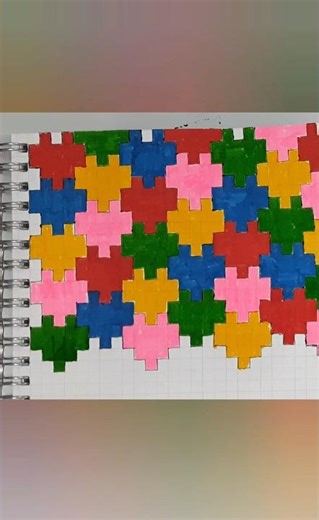 Mesmerizing Tessellation Art on Graph Paper ❤️💚💙💛🩷 Perfect Grid Pattern #Shorts