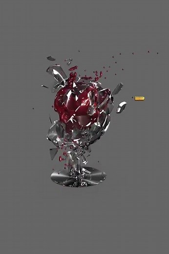 Realflow cinema 4d. Cassure d'un verre, Animation 3d