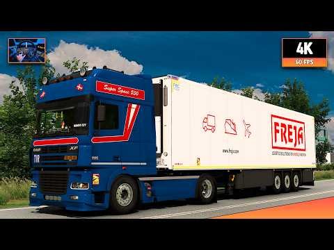 DAF XF95 530 open pipe | Aalborg - Esbjerg | ETS2 1.58 4K Gameplay + Wheel Cam