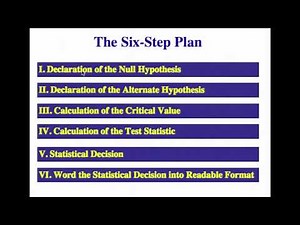 Statistics - 6 - Hypothesis Testing - 9 - The Six Step Plan for Hypothesis Testing
