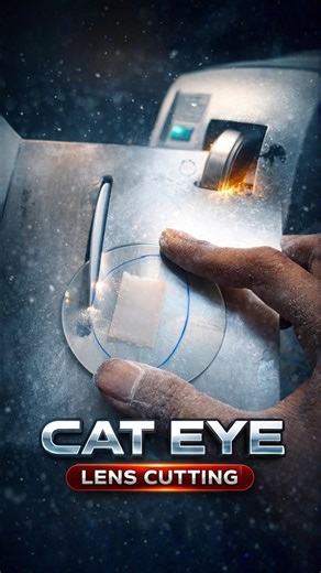 How To Cutting Cat Eye Shape Lens | Blue Cut Lens Cutting Satisfying Process