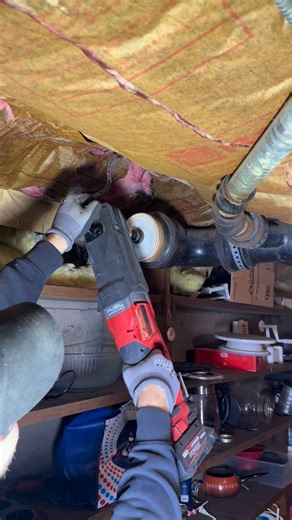 Nick Parlet on Instagram: "Part 2 - Replacing rotted cast with PVC Big surprise the hole saw trick didn’t work again 🤣 I went back to my old ways and got out this piece of cast pretty fast. Notice how thick the lead joint is. @milwaukeetool #plumbing #plumbingservices #plumbingjob #skilledtrades #homeimprovement #castiron #milwaukeetool #nothingbutheavyduty"