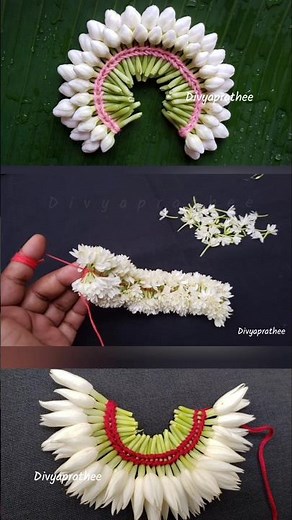 how to make jasmine flower garland closely in easy way #diy #flowers #gajra #jasmine #mallipoo