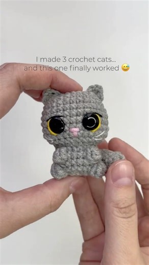 I made 3 crochet cats… only one worked 😅