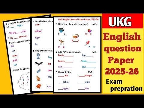 UKG English Annual Exam question Paper 2025-26UKG English Question Paper #ukgworksheets