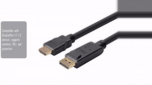 Monoprice DisplayPort 1.2a to HDTV Cable - 6 Feet | Supports Up to 4K Resolution And 3D Video - Select Series, 6ft, Black