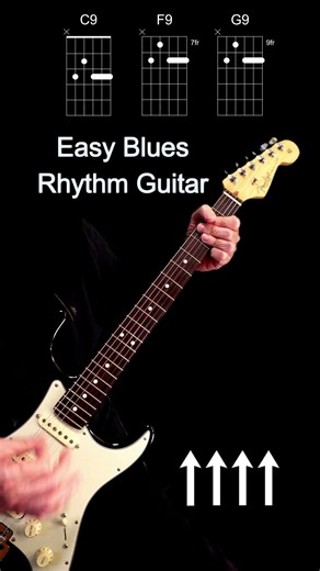 Easy Blues Rhythm Guitar in C With Strumming Pattern and 3 Chords C9, F9, and G9