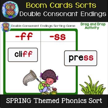 SPRING PHONICS GAME FLOSS RULE WORD SORT ELA BOOM CARDS DOUBLE FINAL CONSONANTS