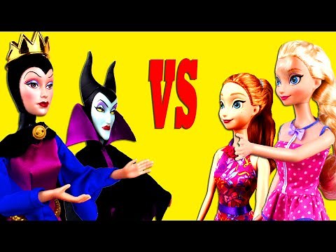 Disney Princesses vs Disney Villains Battle! Frozen Elsa Anna Ariel Rapunzel. Disney Princess Parody