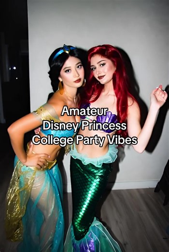 Ariel from The Little Mermaiid and Jasmine from Aladdin cosplAI (AI cosplay) . Capturing a bit of a retro college costume party vibe with this one. Who doesn’t love a few Disney Princesses? #ariel #jasmine #disneyprincess #cosplAI #aicosplay
