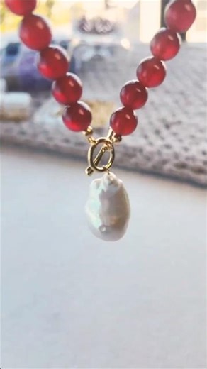 Trending Christmas Gift: Carnelian & Pearl Statement Necklace You Need to See!