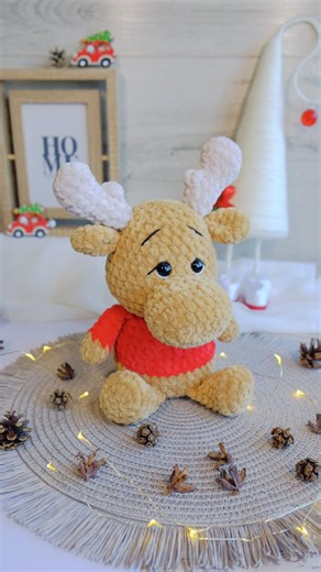 Plush Moose Decor, Christmas Stuffed Animal, Winter Home Decor, Moose Plush, Christmas Shelf Decor - Etsy