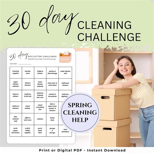 30 Day Declutter Challenge | Home Organization Checklist | Spring Cleaning PDF - Etsy