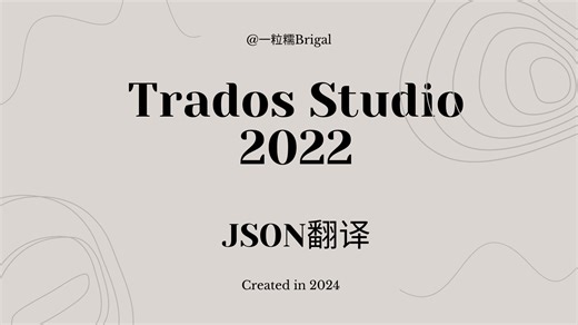 Trados Studio 2022_JSON文件翻译