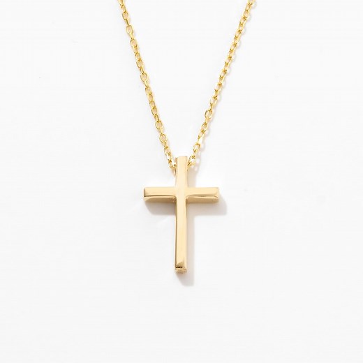 14K Solid Gold Cross Necklace: Minimalist Religious Pendant - Etsy