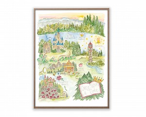 Once Upon A Time Princess Watercolor Map Art Print - Etsy