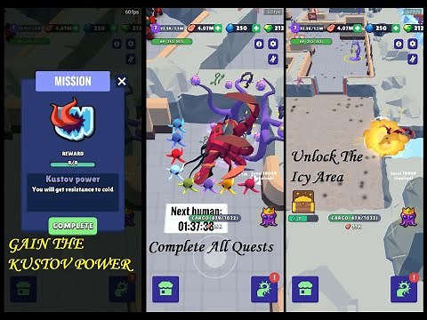 Alien Invasion RPG Idle Space : Completing All Quests, Gaining The Kustov Power, Unlocking Icy Area