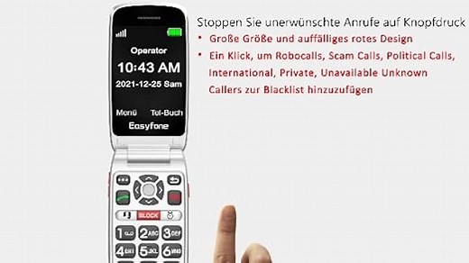 Easyfone Prime-A1 Pro 4G Seniorenhandy Klapphandy ohne Vertrag, Großtasten Mobiltelefon SOS Notruffunktion, FM Radio, 2.4 Zoll HD-Dual Display Handy für Senioren, 1500mAh Akku und Ladestation